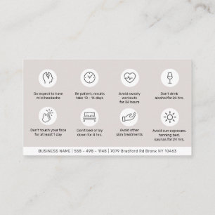 Soft Taupe Minimal Botox Aftercare Guide Business Card