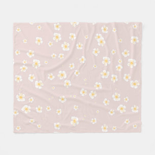Soft Taupe White Daisies Fleece Blanket