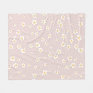 Soft Taupe White Daisies Fleece Blanket