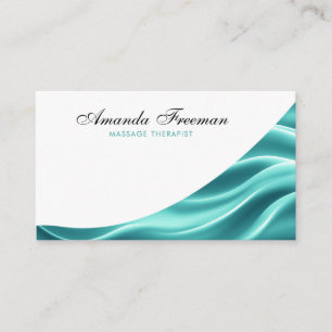 Soft Teal Abstract Waves Massage Therapy Business Card