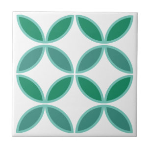 Soft teal and sea green circle or flower petals tile
