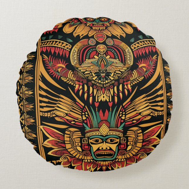 Soft Teal "Aztec Dream" Plush Throw Pillow 41cm (Front)