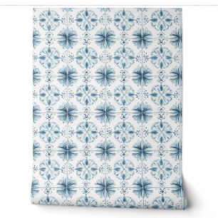 Soft Teal Blossom Medley Petite - Teal, White Wallpaper