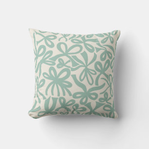 Soft Teal Coquette ribbons and bows  Cushion