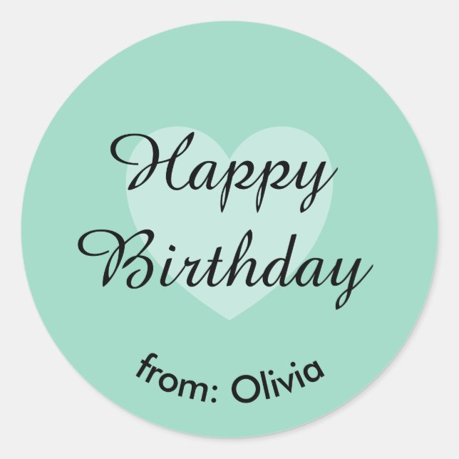 Soft Teal Custom Birthday Sticker (Front)