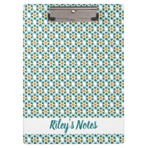 Soft Teal Floral Name Clipboard
