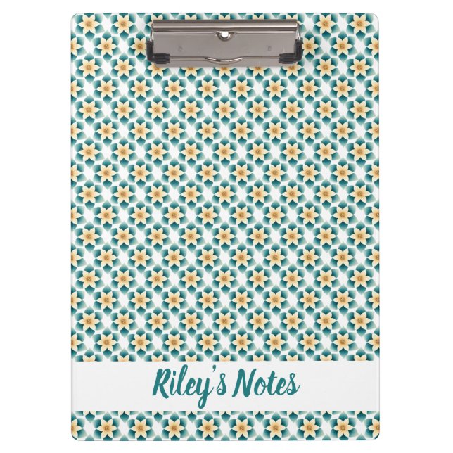 Soft Teal Floral Name Clipboard (Front)