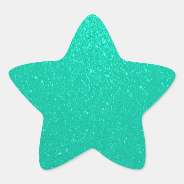 Soft Teal Glitter Star Sticker (Front)