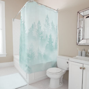 Soft Teal Green Forest Dream #1 #decor #art Shower Curtain