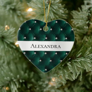 Soft Teal Green Luxury faux Velvet Christmas Ceramic Tree Decoration