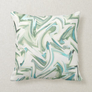 Soft Teal Green Watercolor Abstract Cushion
