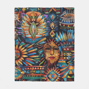 Soft Teal "Pre-Columbian Tapestry" Cosy Fleece Bla Blanket