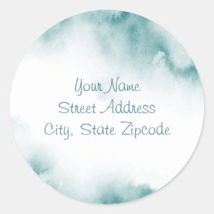 'Soft Teal Watercolor Abstract Frame' Labels