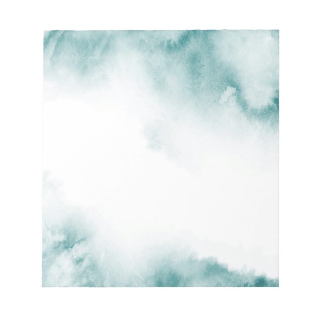 Soft Teal Watercolor Abstract Frame Notepad (Front)