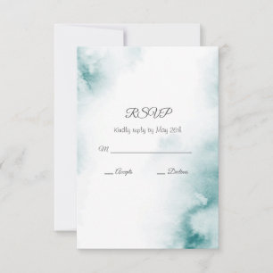 Soft Teal Watercolor Abstract Frame RSVP Card