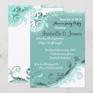 Soft Teal Wedding Anniversary Invitations