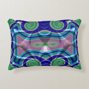 ~SOFT TENDRILS Blue Green Pink ~ Fractal Design ~ Decorative Cushion