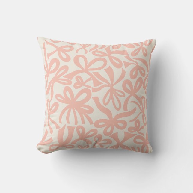 Soft Terracotta Coquette ribbons and bows  Cushion (Front)