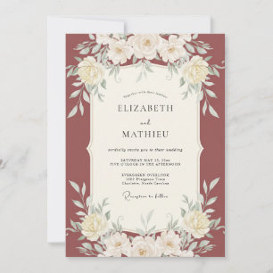 Soft Terracotta Leafy Wedding Invitation