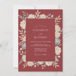 Soft Terracotta Slate Petal Wedding Invitation