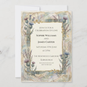 Soft Thistle Bluebell Scottish Wedding Invitation
