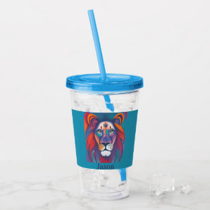 Soft tones Lion personalised Acrylic Tumbler