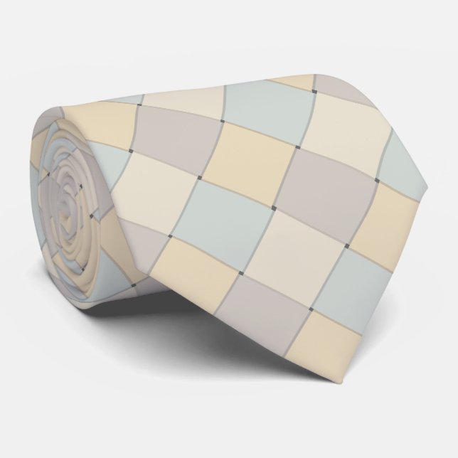 Soft Tones Woven Diagonal Tiles Tie (Rolled)