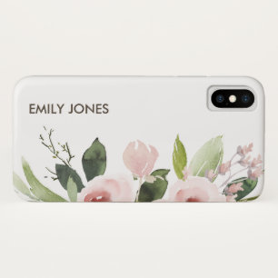 SOFT TRENDY SUBTLE COLOR WASH BLUSH PINK FLORAL iPhone X CASE