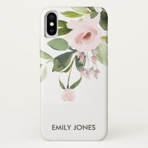 SOFT TRENDY SUBTLE COLOR WASH BLUSH PINK FLORAL iPhone X CASE