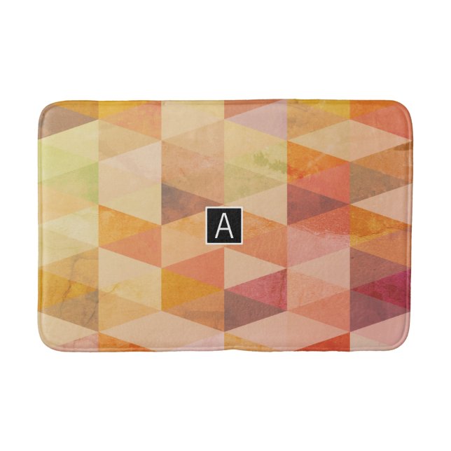 Soft Triangle Geometric Pattern | Monogrammed Bath Mat (Front)