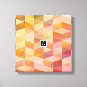 Soft Triangle Geometric Pattern Monogrammed Canvas Print