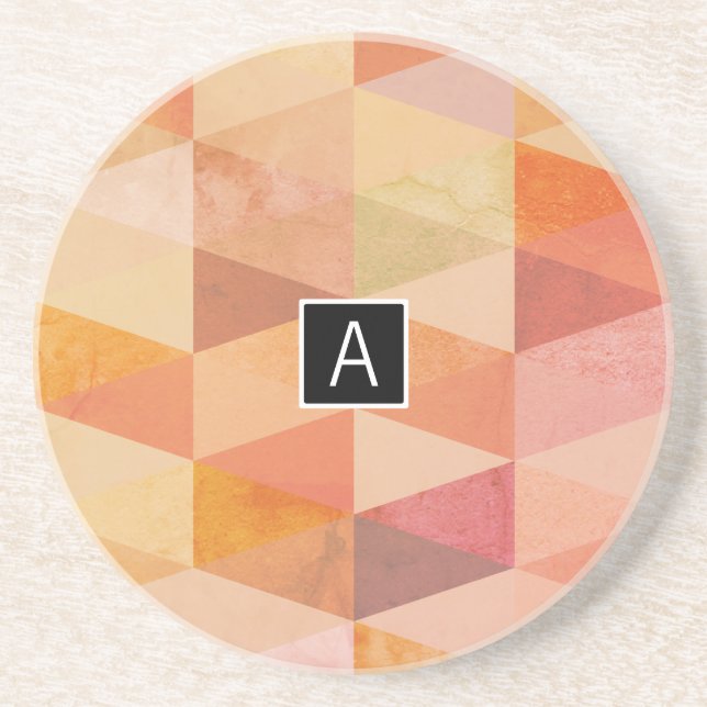 Soft Triangle Geometric Pattern | Monogrammed Coaster (Front)