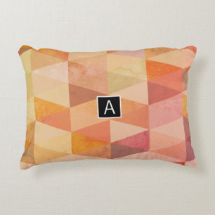 Soft Triangle Geometric Pattern Monogrammed Decorative Cushion