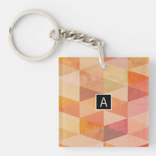 Soft Triangle Geometric Pattern   Monogrammed Key Ring