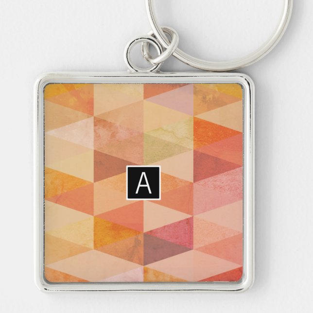 Soft Triangle Geometric Pattern | Monogrammed Key Ring (Front)
