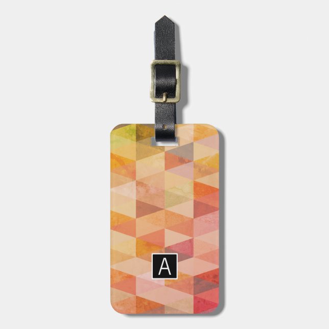 Soft Triangle Geometric Pattern | Monogrammed Luggage Tag (Front Vertical)