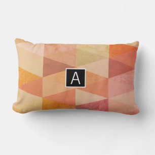 Soft Triangle Geometric Pattern Monogrammed Lumbar Cushion