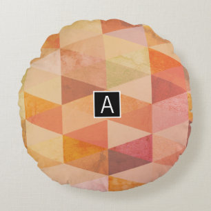 Soft Triangle Geometric Pattern Monogrammed Round Cushion