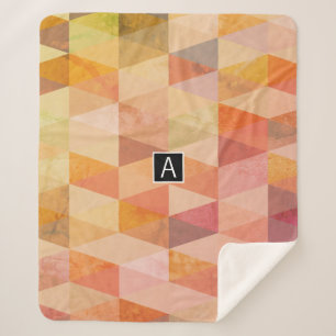 Soft Triangle Geometric Pattern   Monogrammed Sherpa Blanket