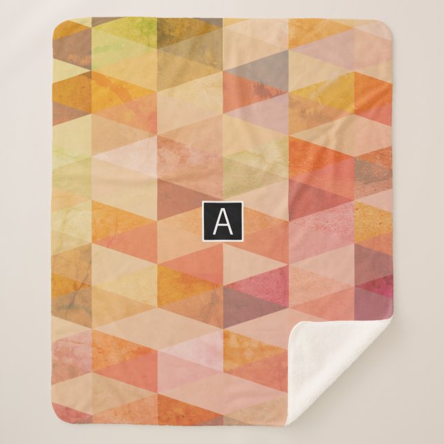 Soft Triangle Geometric Pattern | Monogrammed Sherpa Blanket (Front)