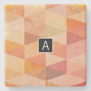 Soft Triangle Geometric Pattern   Monogrammed Stone Coaster
