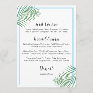 Soft Tropical Palm Leaf Wedding Menu