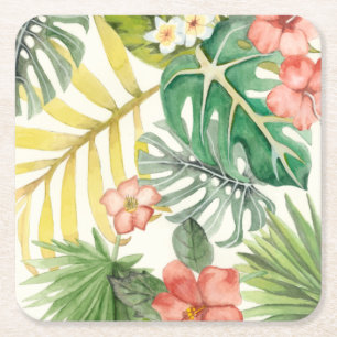 Soft Tropics Square Paper Coaster