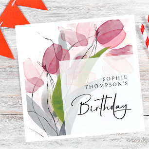 Soft tulips elegant birthday napkin