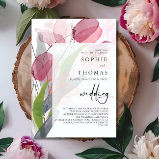 Soft tulips elegant wedding invitation
