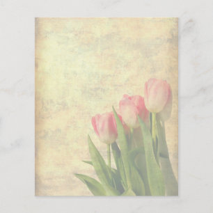 Soft Tulips On Vintage Paper Flyer