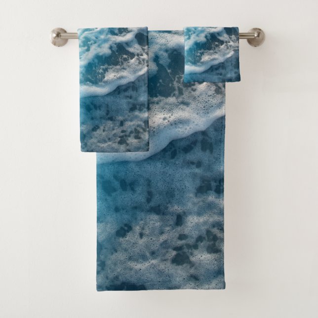 Soft Turquoise Ocean Dream Waves #3 #water #decor  Bath Towel Set (Insitu)