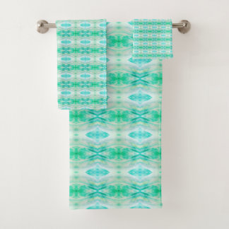 Soft Turquoise Pattern Bath Towel Set