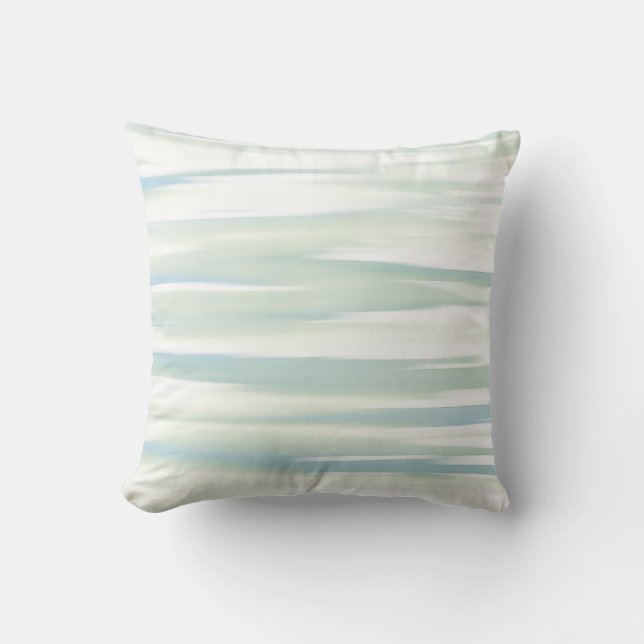 Soft Turquoise Sage Waves Cushion (Front)