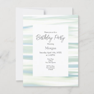 Soft Turquoise Sage Waves Invitation